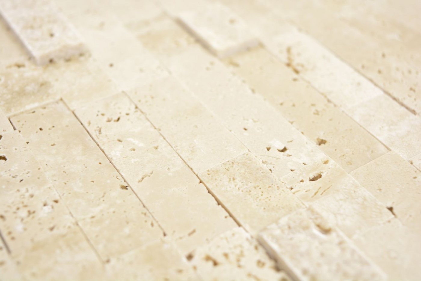 Mosani Mosaikfliesen selbstklebende Verbund Mosaikstäbchen Naturstein Traverin beige