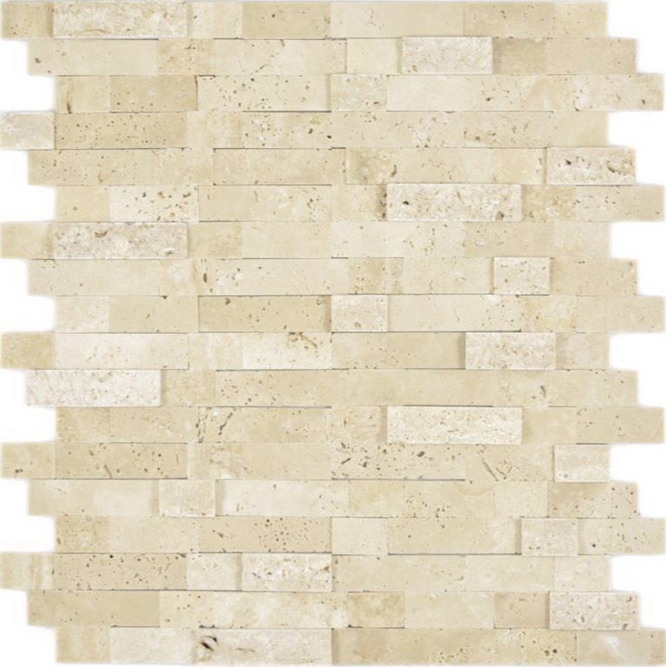 Mosani Mosaikfliesen selbstklebende Verbund Mosaikstäbchen Naturstein Traverin beige Bild 4