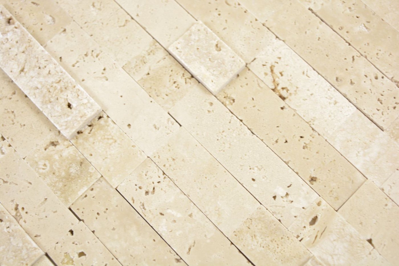 Mosani Mosaikfliesen selbstklebende Verbund Mosaikstäbchen Naturstein Traverin beige Bild 5
