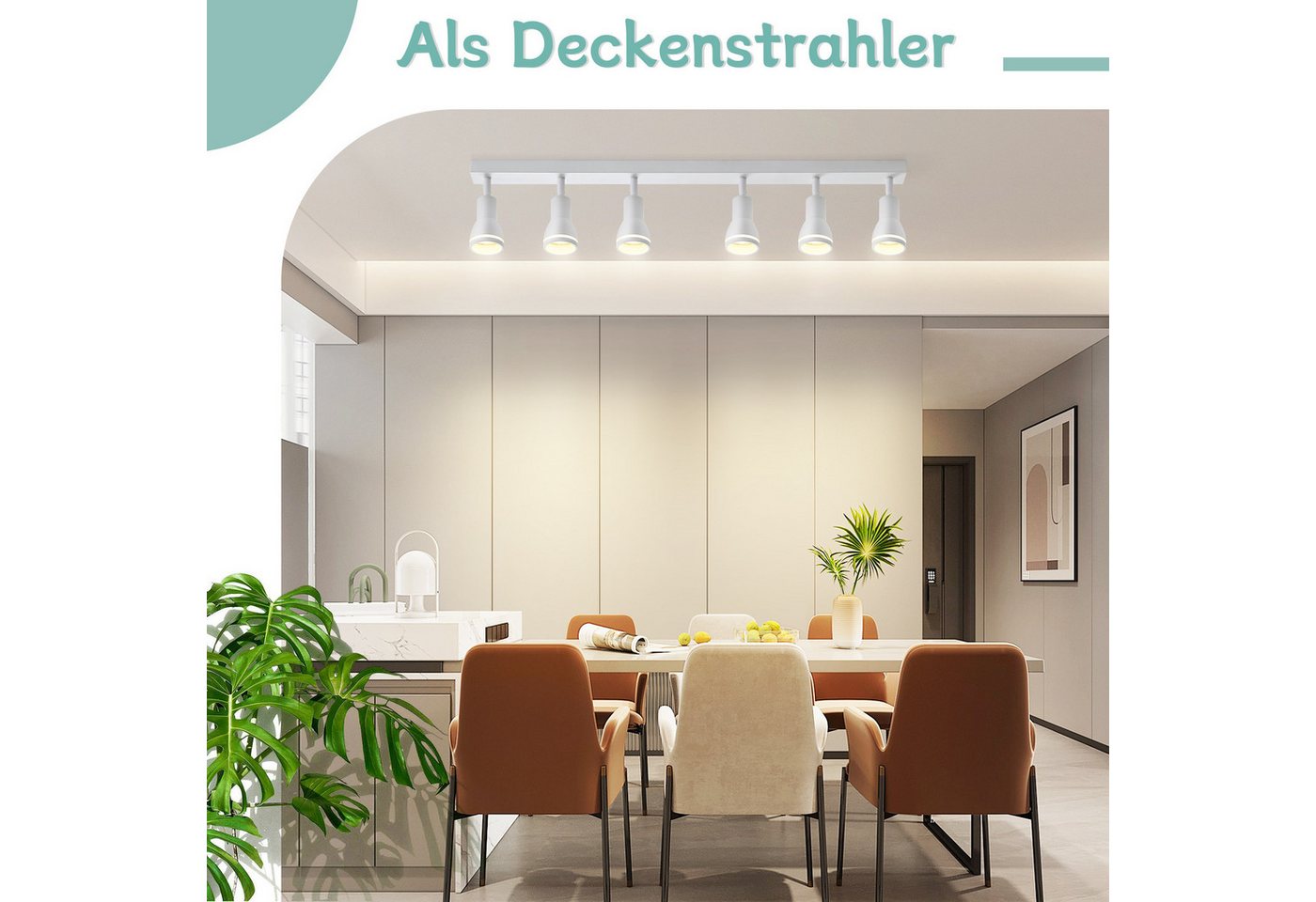 Nettlife Deckenstrahler 2/3/4/5/6 Flammig Schwarz DeckenSpots GU10 Schwenkbar Innen Metall, Schwenkbar 355°, ohne Leuchtmittel, für Flur Wohnzimmer Küche Schlafzimmer