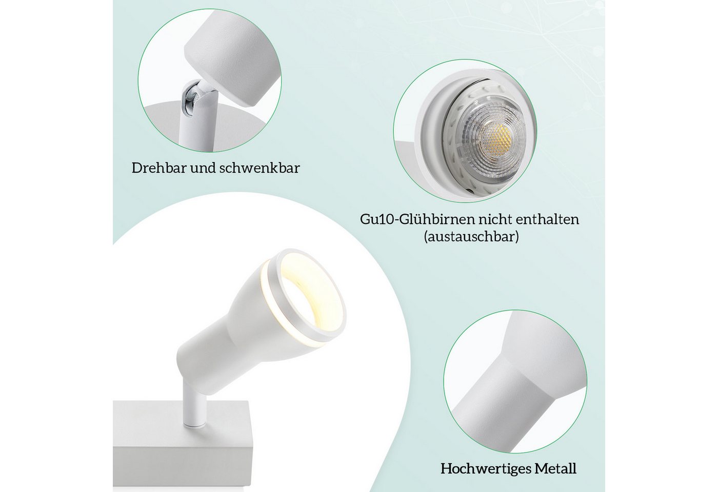 Nettlife Deckenstrahler 2/3/4/5/6 Flammig Schwarz DeckenSpots GU10 Schwenkbar Innen Metall, Schwenkbar 355°, ohne Leuchtmittel, für Flur Wohnzimmer Küche Schlafzimmer Bild 2