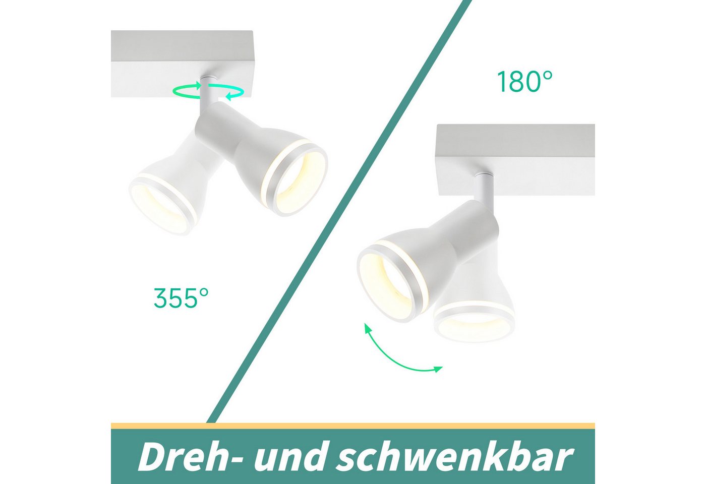 Nettlife Deckenstrahler 2/3/4/5/6 Flammig Schwarz DeckenSpots GU10 Schwenkbar Innen Metall, Schwenkbar 355°, ohne Leuchtmittel, für Flur Wohnzimmer Küche Schlafzimmer Bild 4