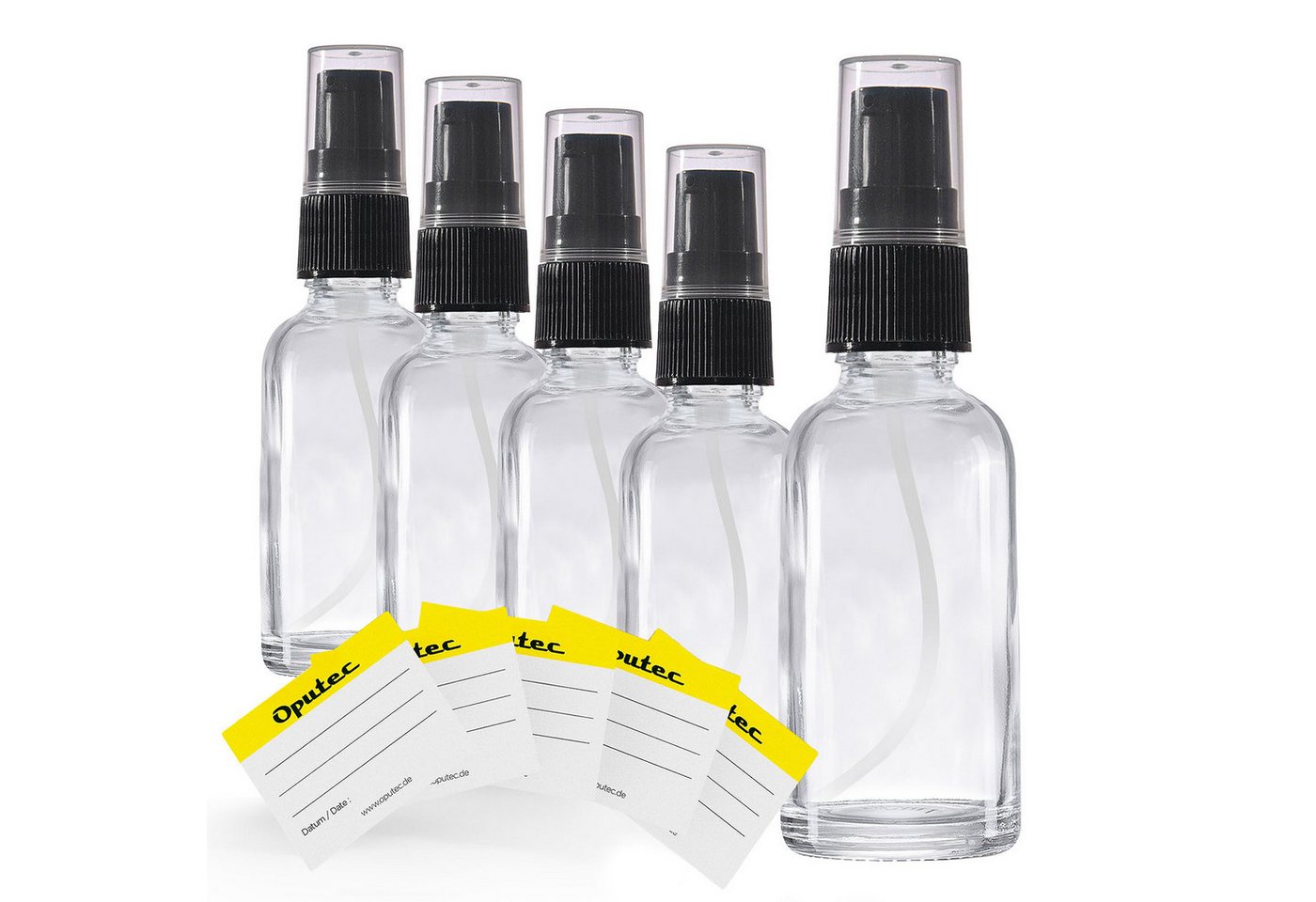 Oputec Seifenspender 5 x 30ml Pumpspender-Flasche - Cremespender, Lotionsflasche, Klarglas, (Sparset, 5x 30ml)