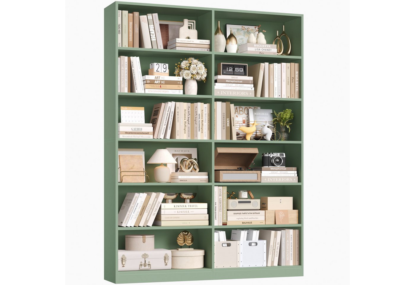 Homfa Bücherregal 188,7cm Standregal Büroregal Raumteiler, mit 12 Fächern, Holz, 120x30x188,7cm, Grün Bild 2