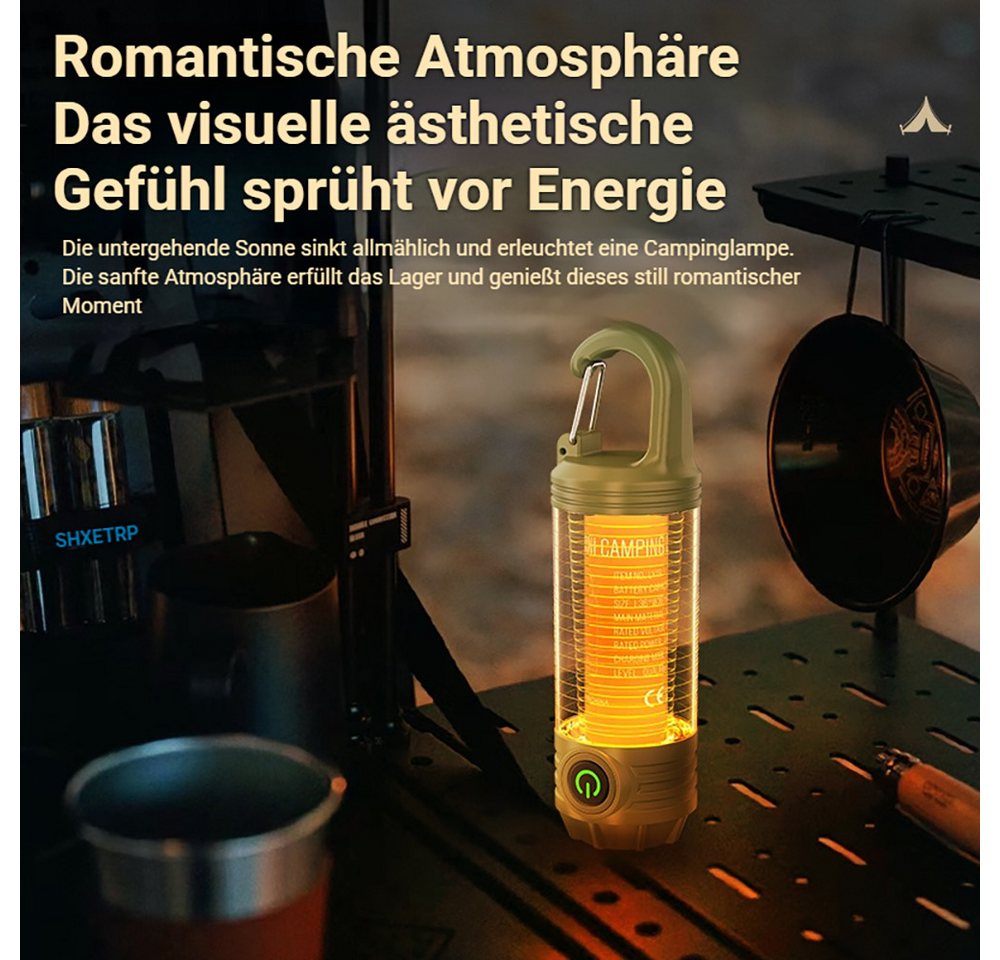 Tekoo LED Gartenleuchte LED Campinglampe Taschenlampe Akku USB-C Outdoor Leuchte mit Rotlicht, LED fest integriert, Warmgelb, Kaltweiß, Rot, 360° Rundumbeleuchtung, XTE-Leuchtmittel, SOS-Blinkfunktion
