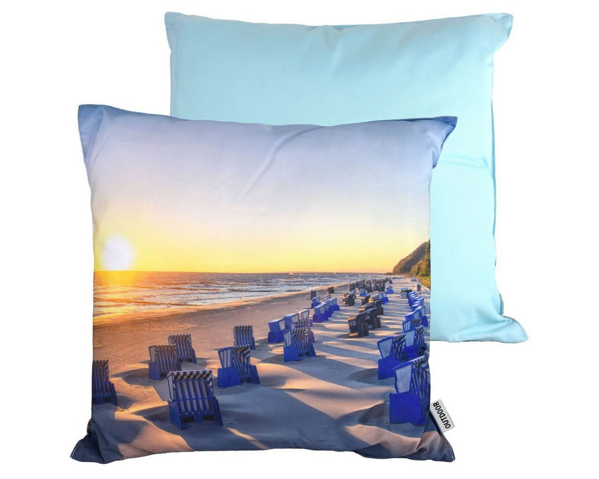 Marabellas Shop Sitzkissen Dekokissen 45x45cm Stuhlkissen wasserabweisend 6 Küstenmotive, Outdoor Bild 2