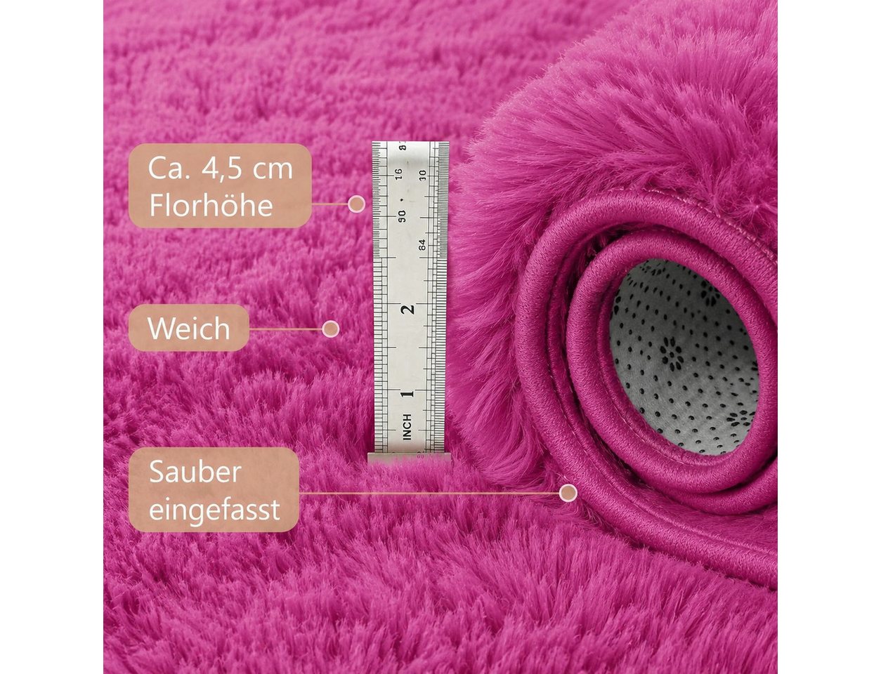 Lochas Hochflor-Teppich Hochflor-Teppich weich & kuschelig für Wohnzimmer und Schlafzimmer