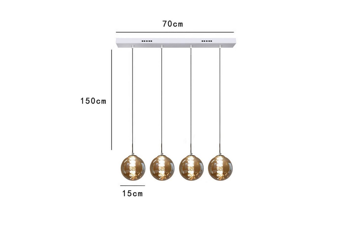 ZMH Pendelleuchte Esstisch Pendellampe Höhenverstellbar 4 Flammig Glas Bild 5