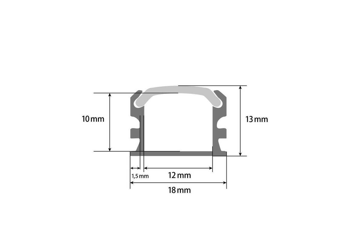 ENERGMiX LED-Stripe-Profil 2 Meter Aluprofile Alu Schiene Profil für LED Strip LED Kanal mit, Profil Kanal LED Leiste 200cm inkl. Clips und Endkappen