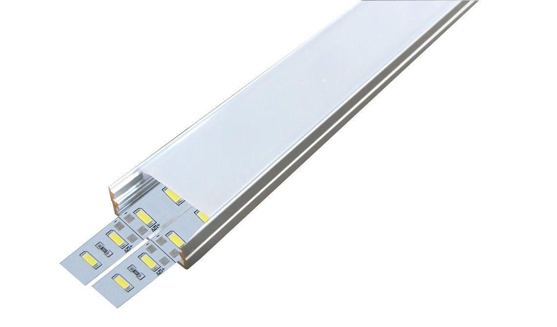 ENERGMiX LED-Stripe-Profil 2 Meter 23mm Breite Aluprofil Alu Schiene Profil LED Kanal für LED, Kanal system für LED Leiste für LED Streifen 2m. milchglas abdeckung