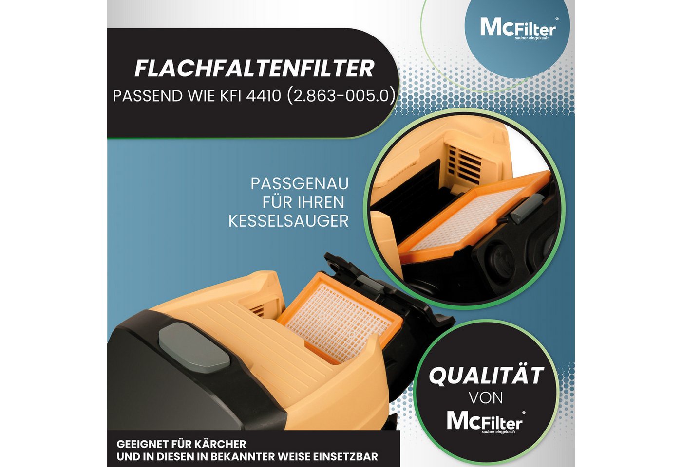 McFilter Flachfaltenfilter (3 Stück) Lamellenfilter Filter geeignet, für Kärcher WD4, WD5, WD6, MV4, MV5, MV6 Mehrzwecksauger, (MAXI BOX, 3-St), Alternative für Kärcher Filter 2.863-005.0 Bild 3