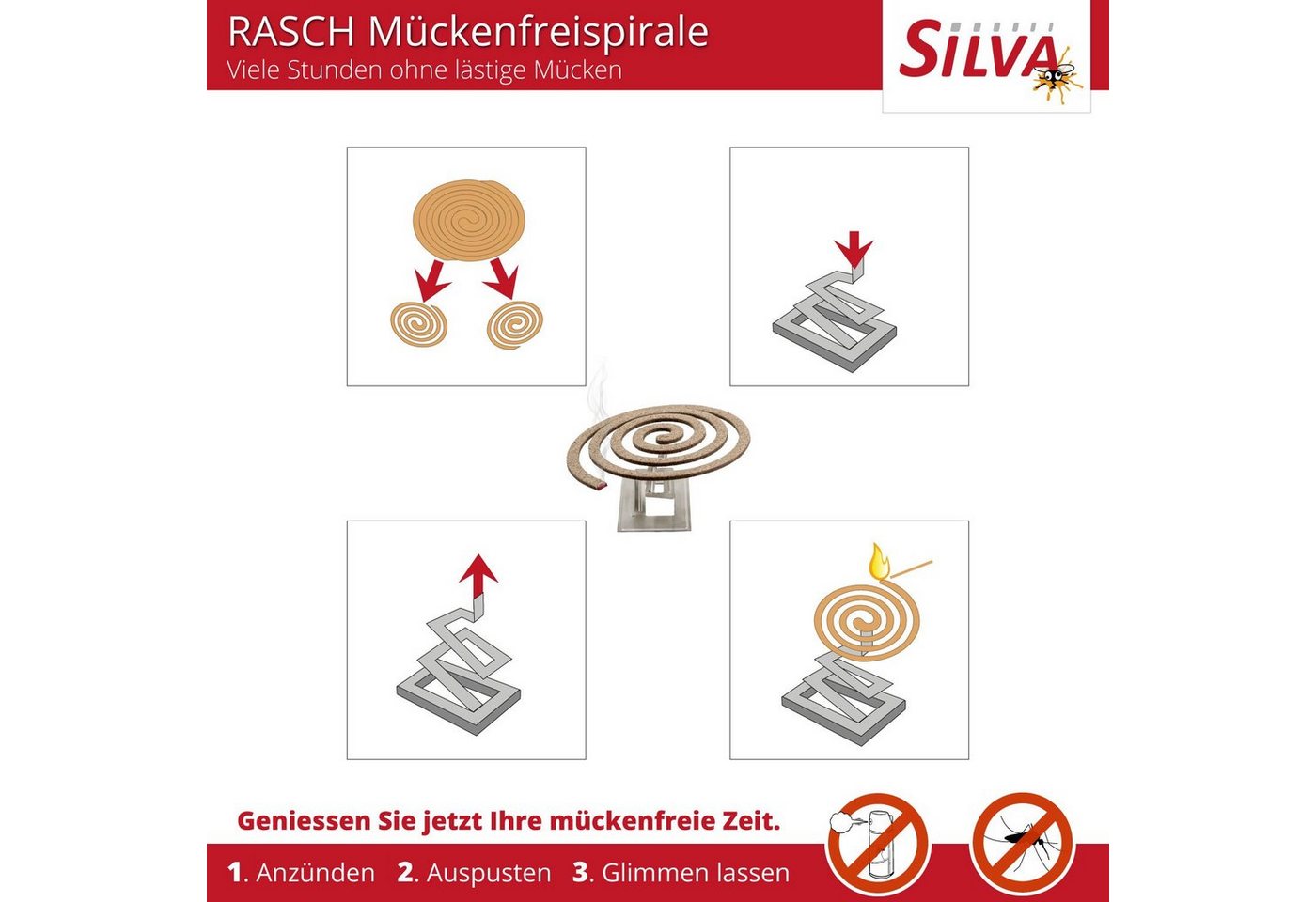 Rasch Haus & Garten Insektenspray Rasch Mückenfreispirale, Sparset (5x10 Stück), 50-St., ohne Insektizide, umweltfreundlich, zum vertreiben von Mücken, Gelsen, Moskitos und Insekten Bild 5