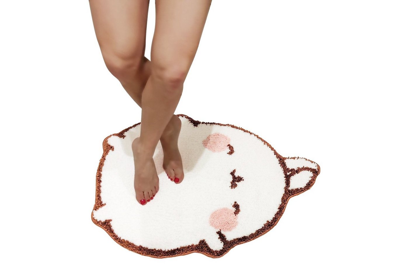 6vibes Badematte Molang, Konturteppich fürs Badezimmer 55 x 75 cm, rutschfest, saugstark, schnell trocknend, super weich & Maschinenwaschbar 30°C, Polyester, Waving Molang, offizielles Molang Lizenz Produkt