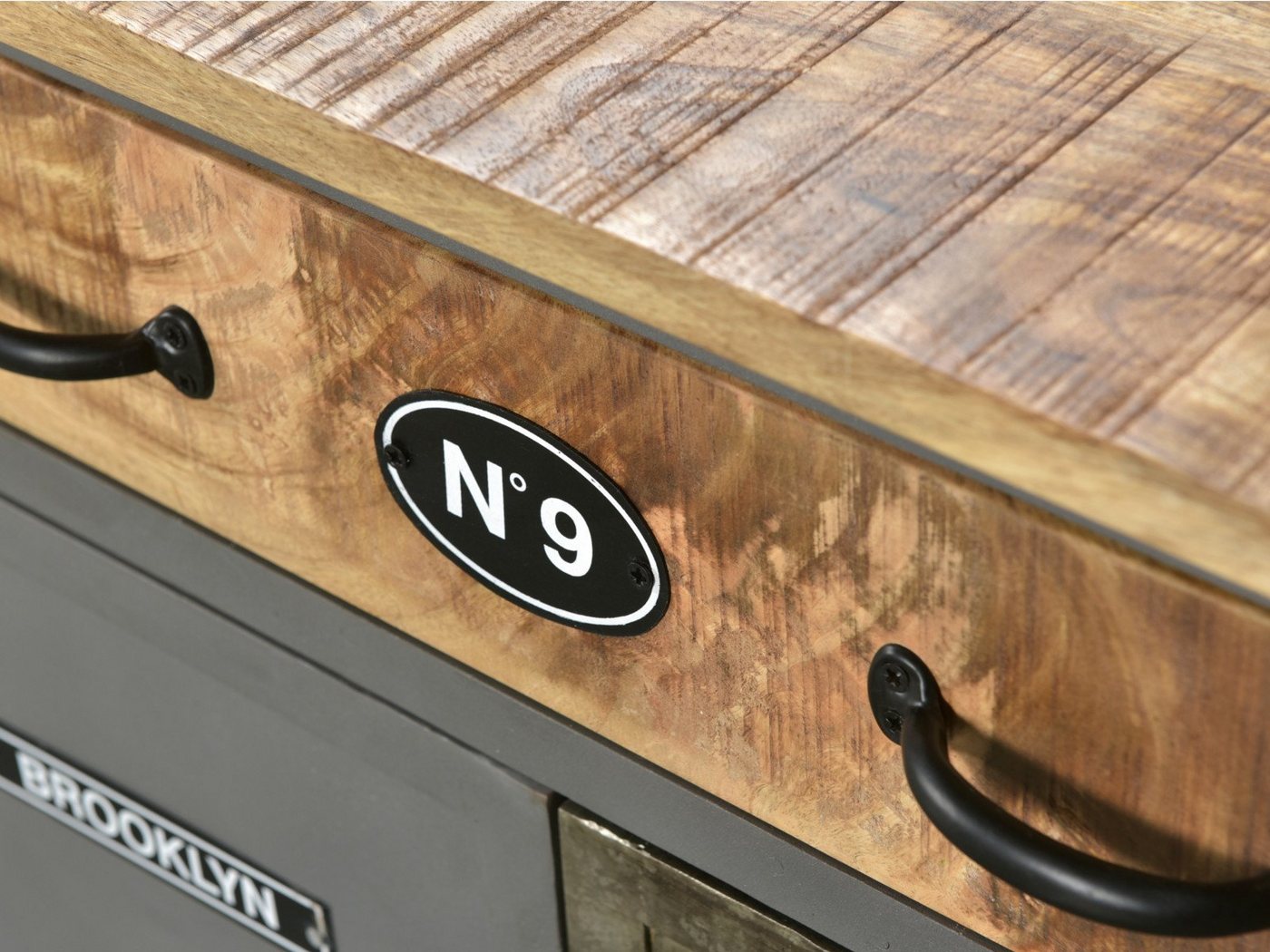 massivum Waschbeckenunterschrank Pinetown, Badschrank grau, Metall-Holz Mix Bild 2