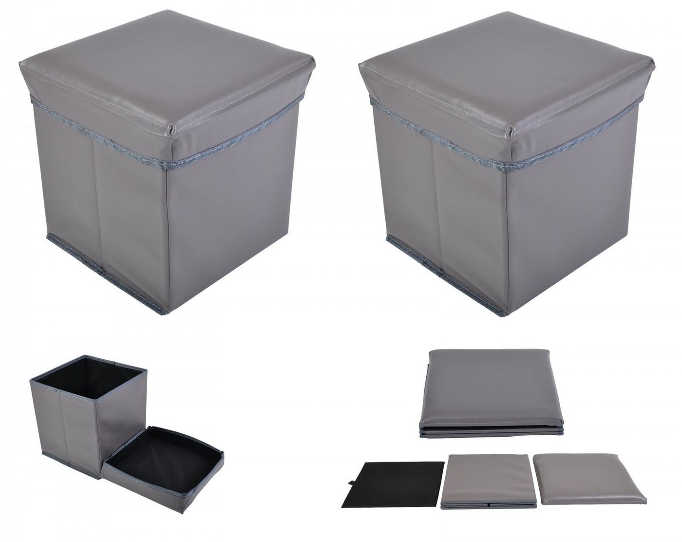 TLW direkt Gartenbank 2x Faltbarer Sitzwürfel Aufbewahrungsbox Sitzhocker Sitzbank Truhe Fuß Bild 3