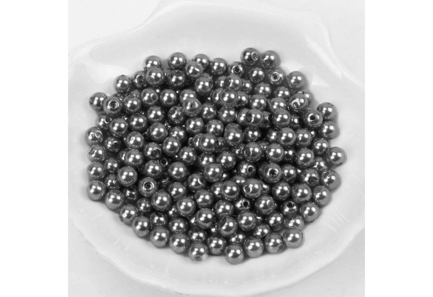 Kopper-24 Bastelperlen Wachsperlen ca. 100 Stück, 8mm, Silber dunkel / Anthrazit