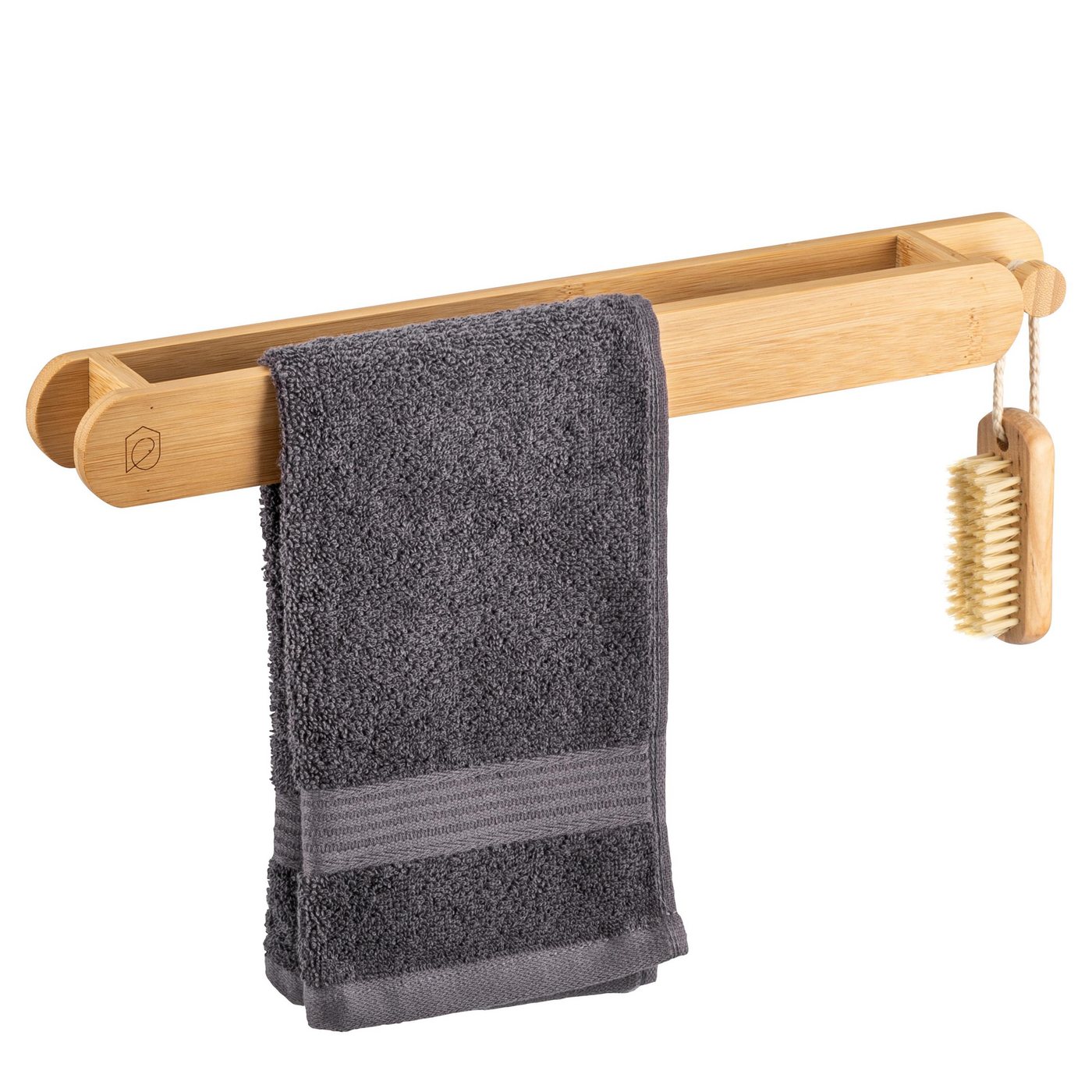 eluno Handtuchstange Küchentuchhalter mit extra Haken aus Bambus Bild 3