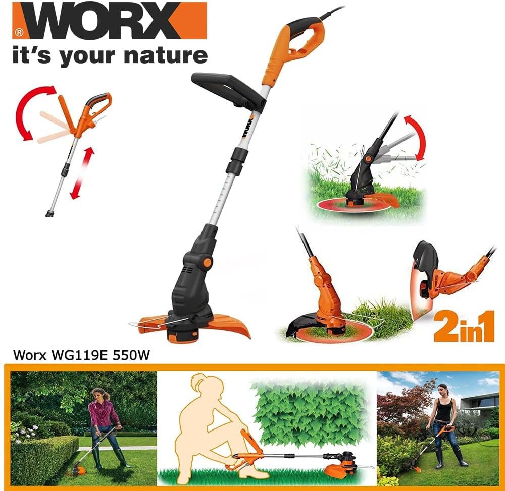 Worx Elektro-Rasentrimmer WORX Rasentrimmer WG119E 550W Kantenschneider mit Führungsrad