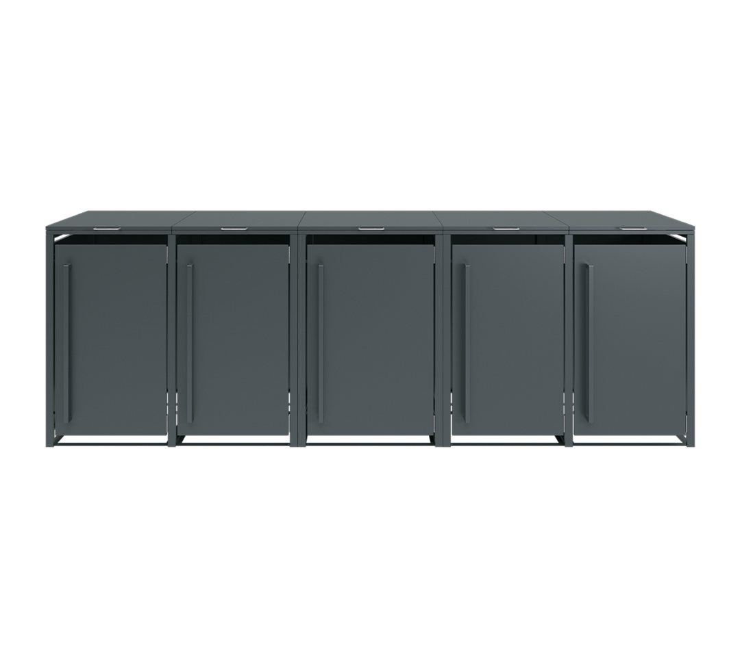 STEELSØN Mülltonnenbox Xalara aus verzinktem Stahl (Anthrazit, verfügbar mit 1, 2, 3, 4, oder 5 Türen), Für 5 Tonnen bis 120L Bild 3