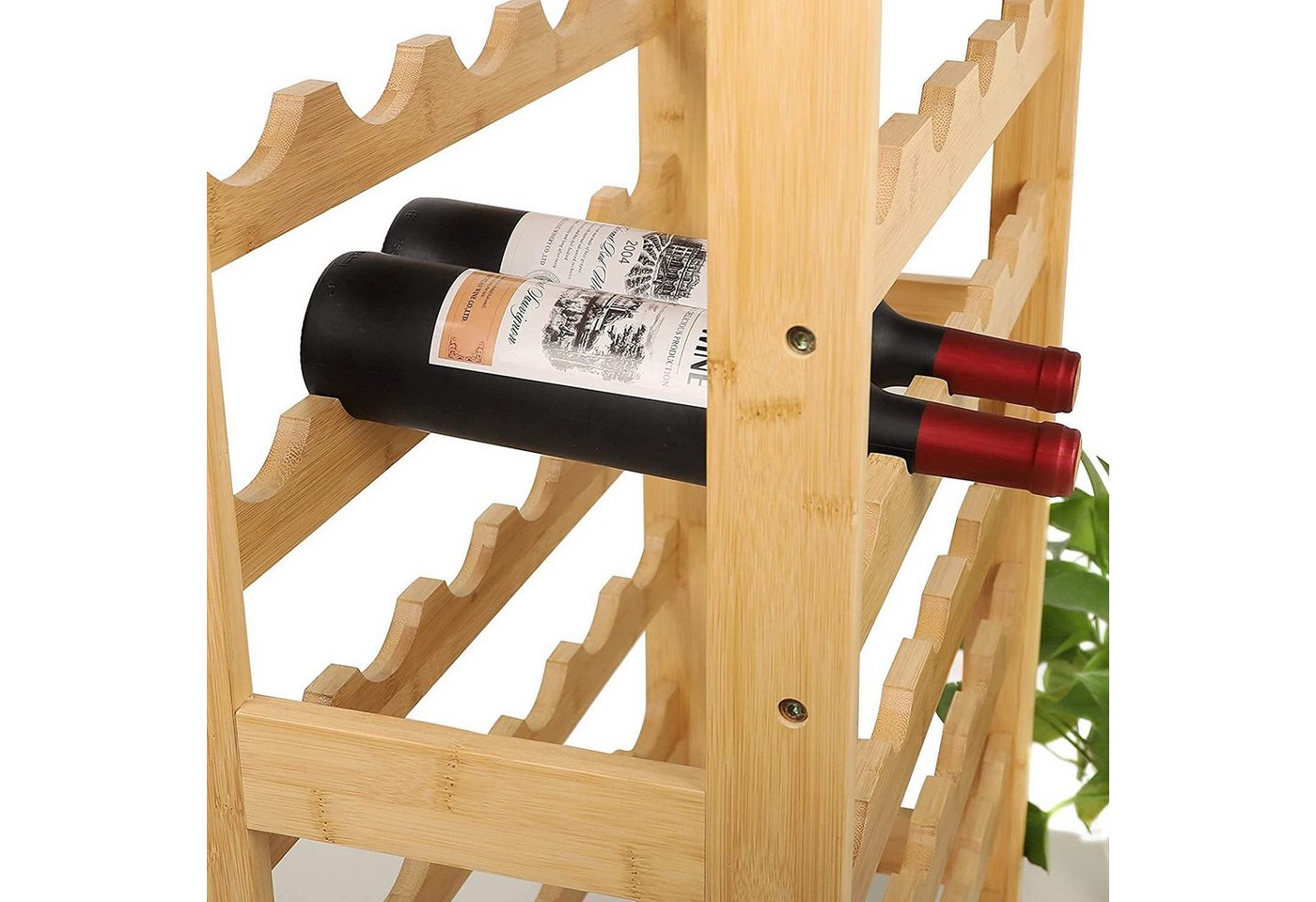 Dripex Weinregal Weinregal Klein Flaschenregal Flaschenhalter 12 Flaschen 27 Flaschen, 3 Ebenen, 7 Ebenen, aus Bambus Bild 3