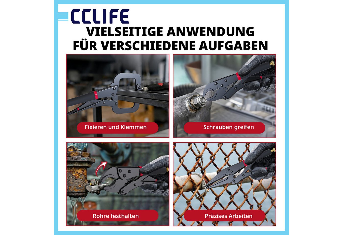 CCLIFE Gripzange CCLIFE Gripzangen Set aus Stahl fuer Schweißen und Reparatur, 3-tlg. Bild 5