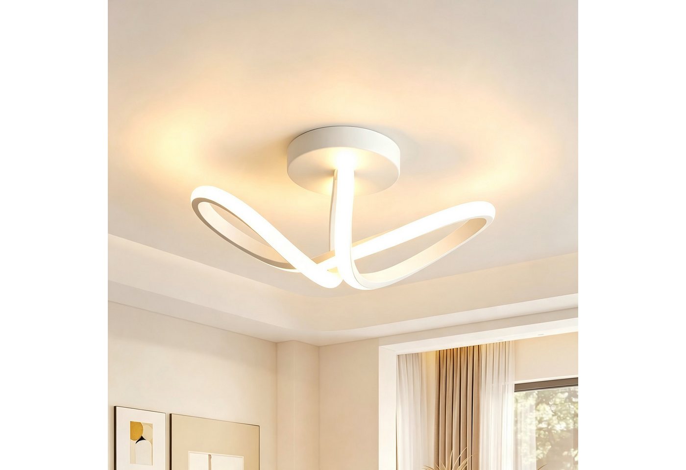 BlingBin Deckenleuchte Moderne 19W LED-Deckenlampe mit 3 Lichtfarben 3000/4500/6500 K,1900 lm, Innenbeleuchtung, LED fest integriert, Warmweiß Neutralweiß Tageslichtwei ß, CRI ≥ 80 mit Memory-Funktion für Wohnzimmer, Schlafzimmer und Küche Bild 2