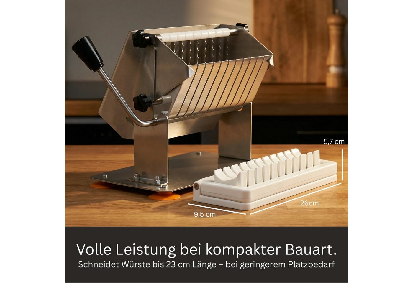 wohnTRAUM24 Wurstschneider Currywurstschneider Wurst- und Bratwurstschneider für den Hausgebrauch, Manuell, Spühlmaschinenfest, Ultra-Scharfe Edelstahlklingen Bild 2