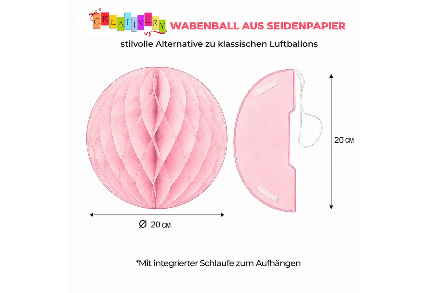 Creativery Wabenball, Wabenball 20cm Papier 1 Stück Türkis Bild 5