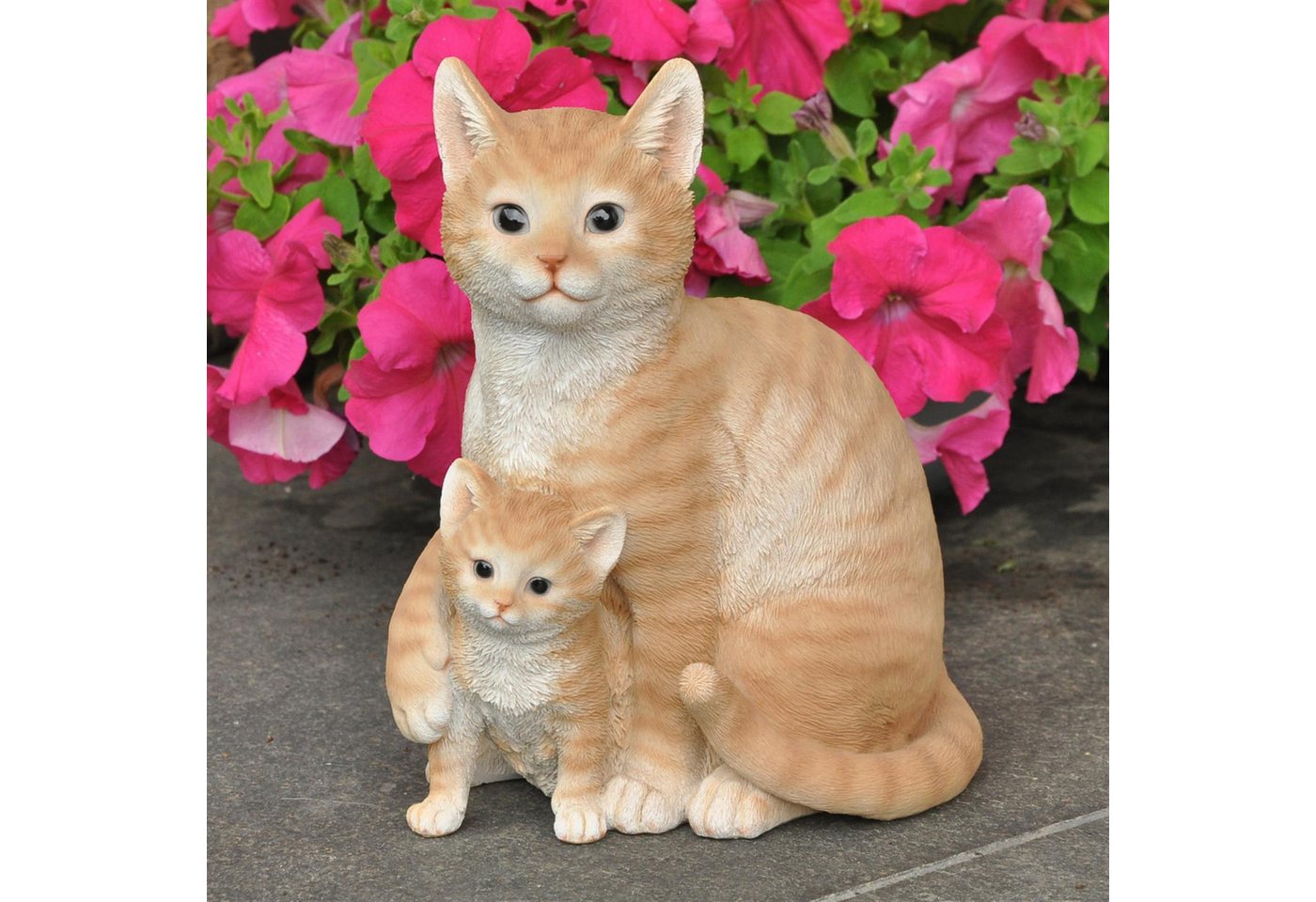 dazikemo Gartenfigur Gartenfigur Dekofigur Katze mit Katzenbaby