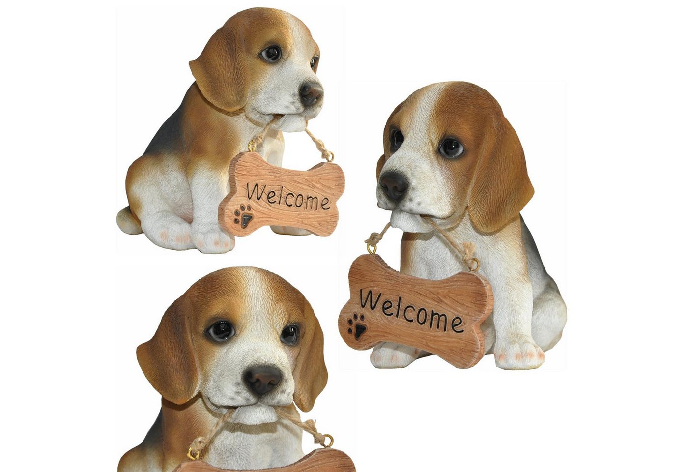 dazikemo Gartenfigur Gartenfigur Dekofigur Hund Beagle Willkommen Bild 3