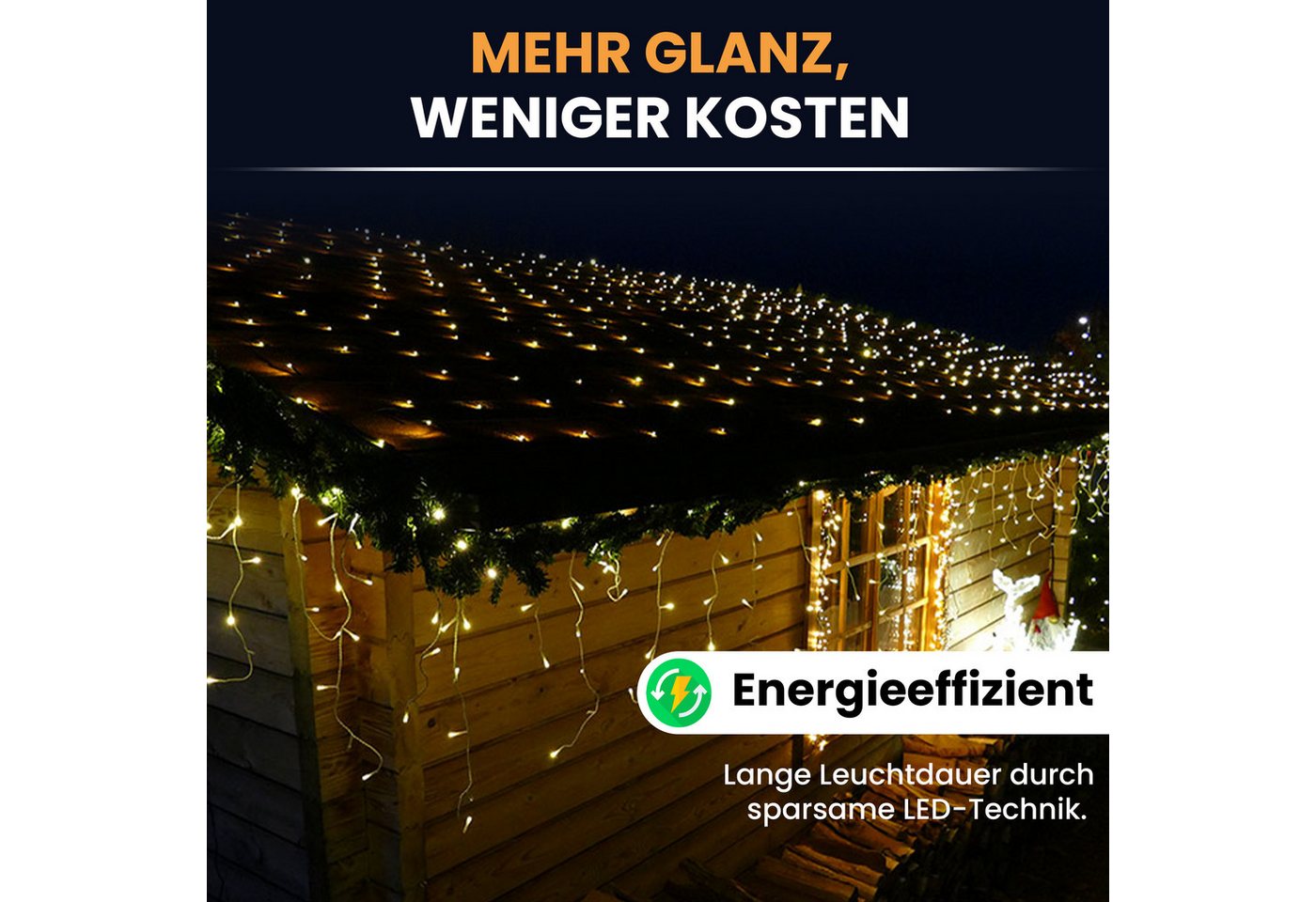 Gartenpirat Lichternetz mit warmweißen LEDs und Timer Batteriebetrieben