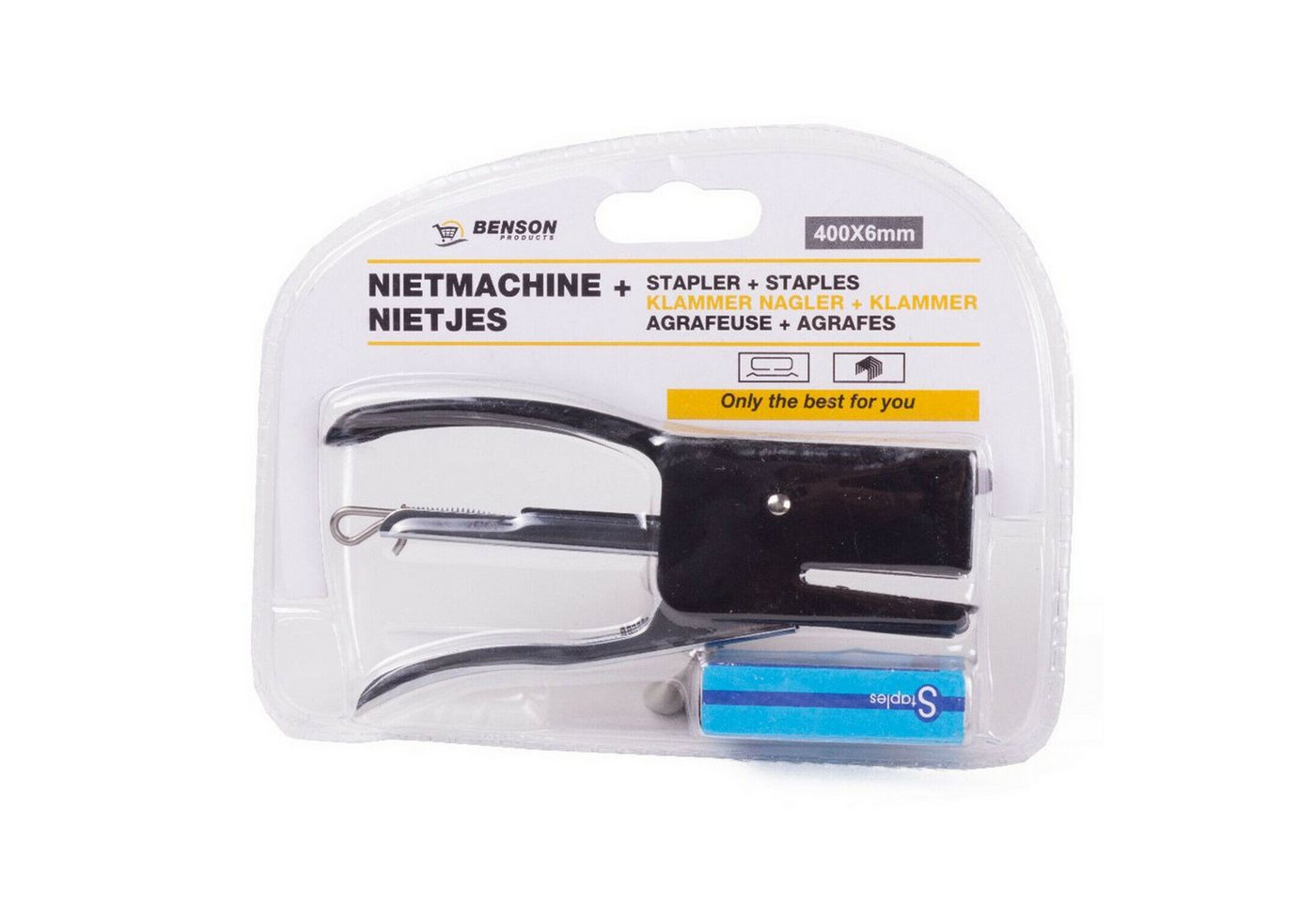 BENSON Handtacker Vater Heftklammern Tacker Set mit 500 Klammern zufällige Farbe, (4 tlg), Büro, Heftgerät Set + Heftklammern Bild 2