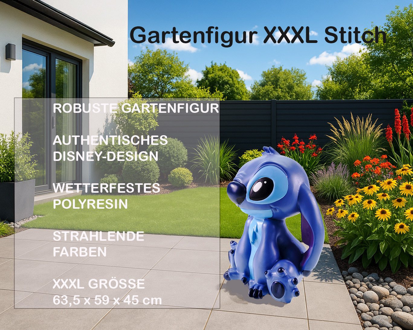 Disney Gartenfigur XXXL Stitch Disney frecher Lilo & Stitch Alien zum Verlieben 63,5 cm Bild 4