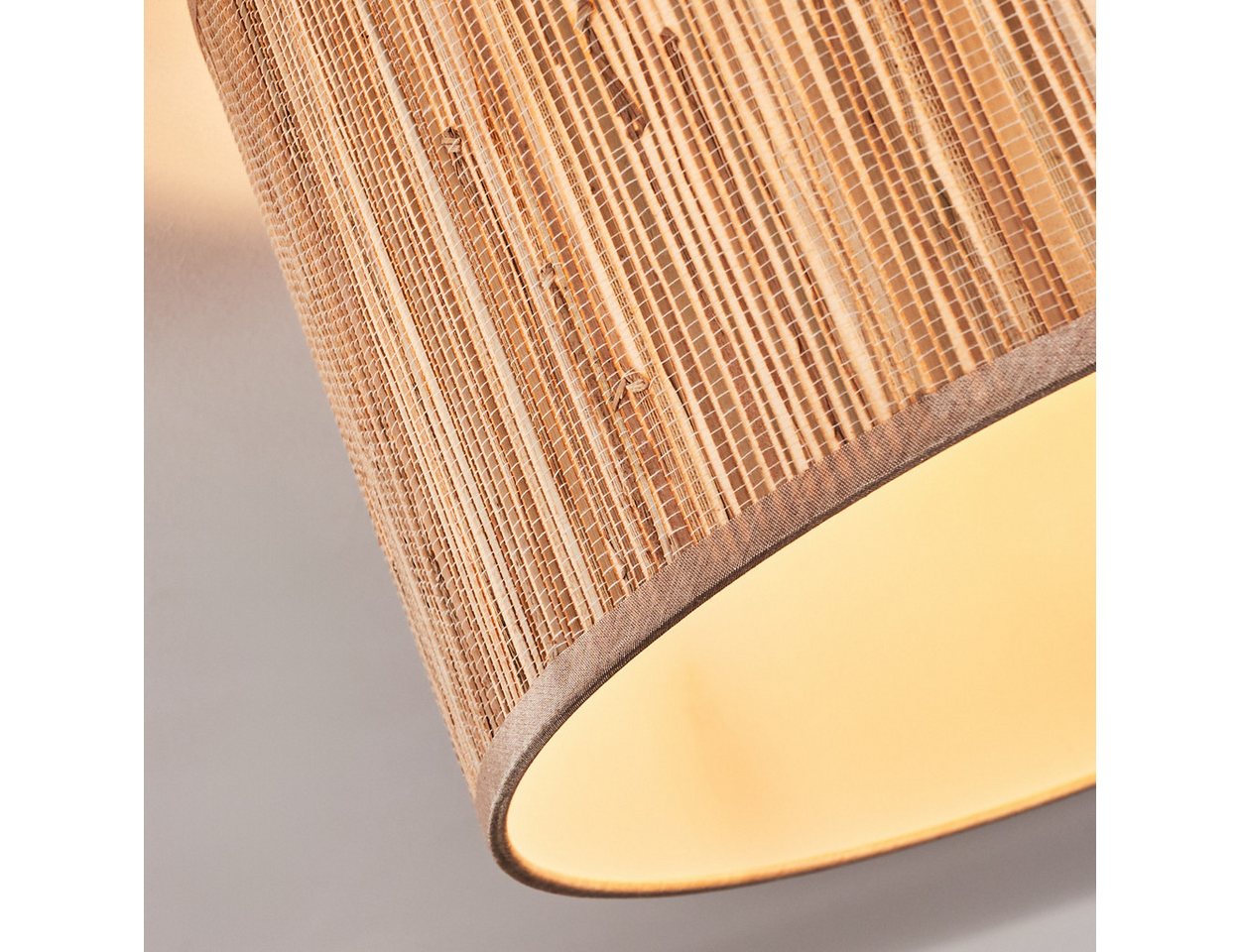 hofstein Deckenleuchte Deckenlampe aus Metall/Seegras/Stoff in Schwarz/Natur/Beige, modenre Leuchte im Boho-Design (35 cm), E27, Esszimmer, Flur