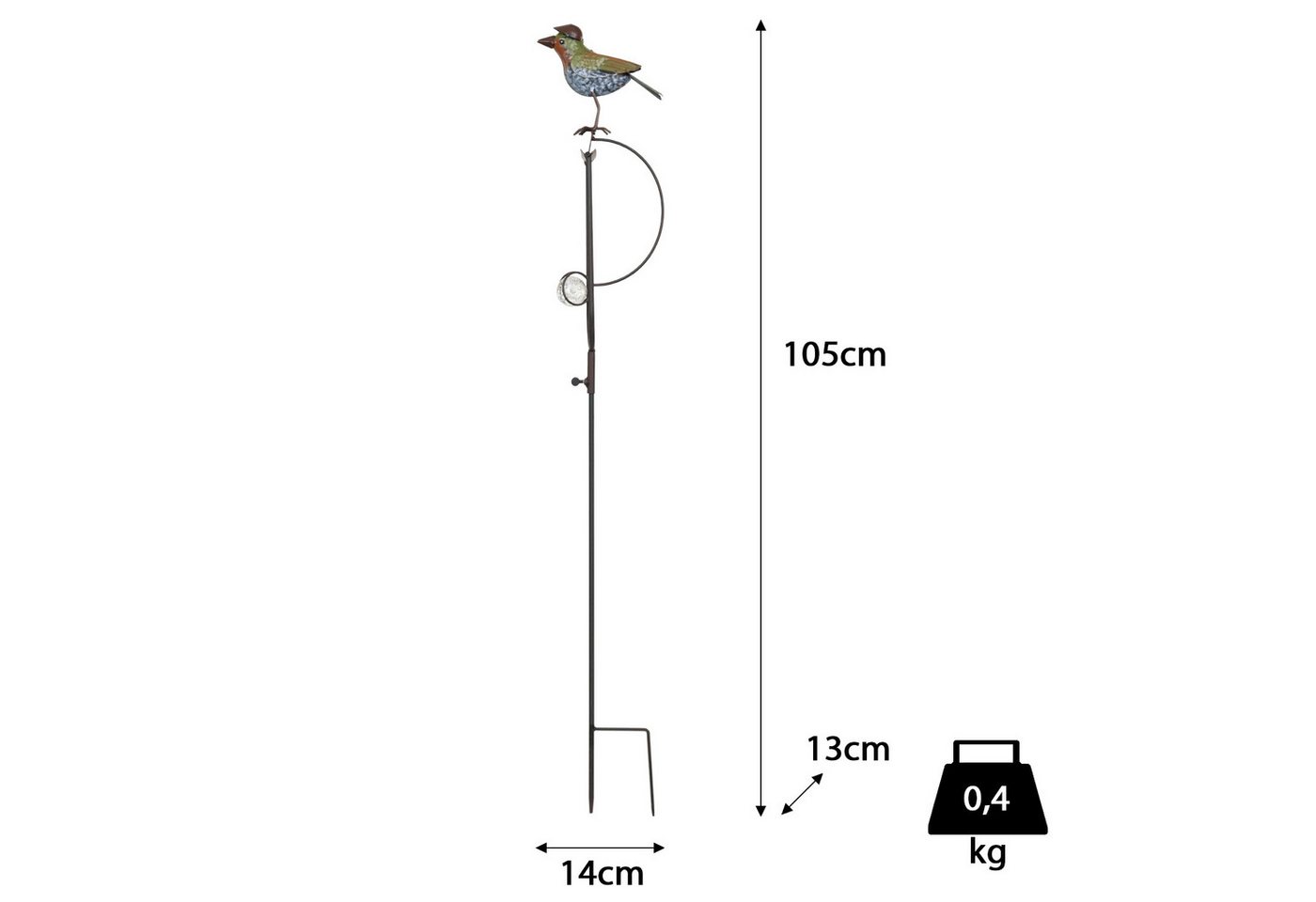 Moritz Gartenstecker Gartenstecker Vogel mit Hut aus Metall, 105 cm