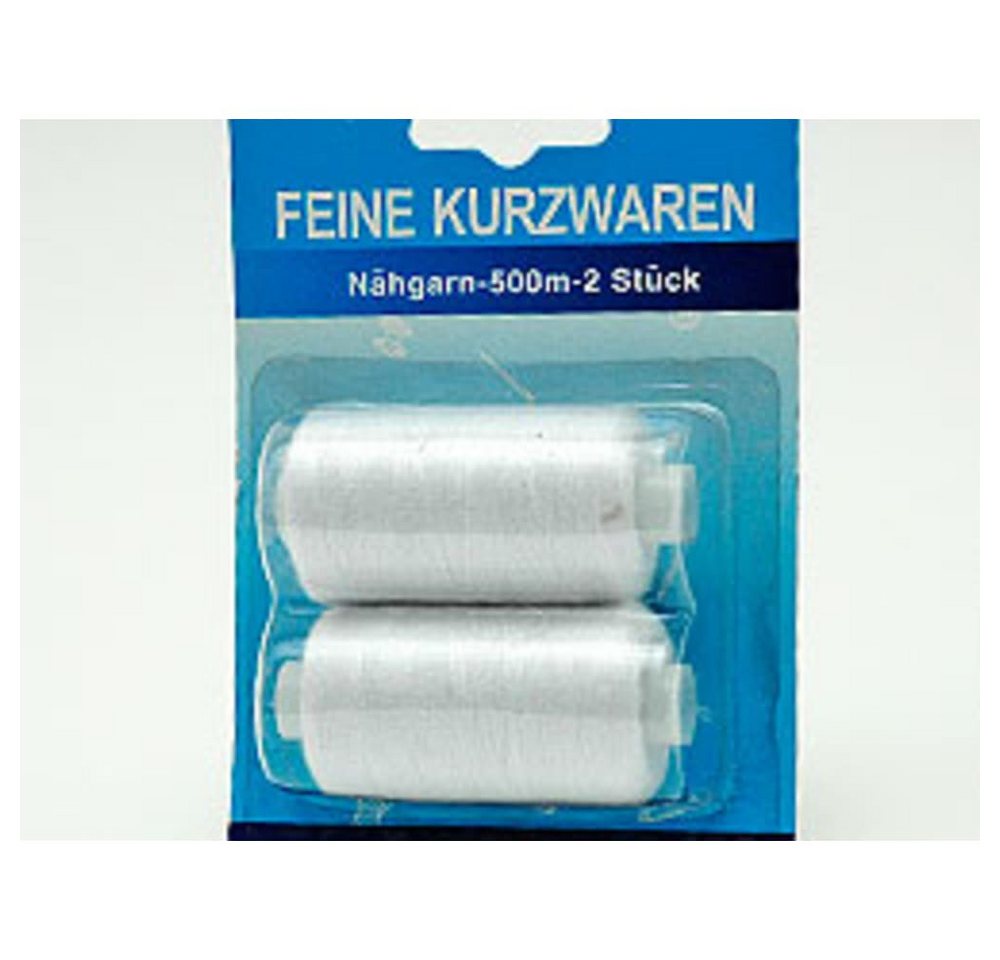 HundB Nähgarn Polyester Weiß 2x 500m Nähgarn, (Rollen, 2-St., Nähgarn), Nähfaden Garn Spule Weiß Polyestergarn Textilfaden Schneidergarn