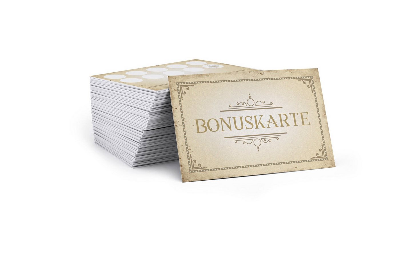 FLYERALARM Visitenkarten Bonuskarten zum Ausfüllen - Vintage Design, Stempelkarte, Kundenbindung, Personalisierbar
