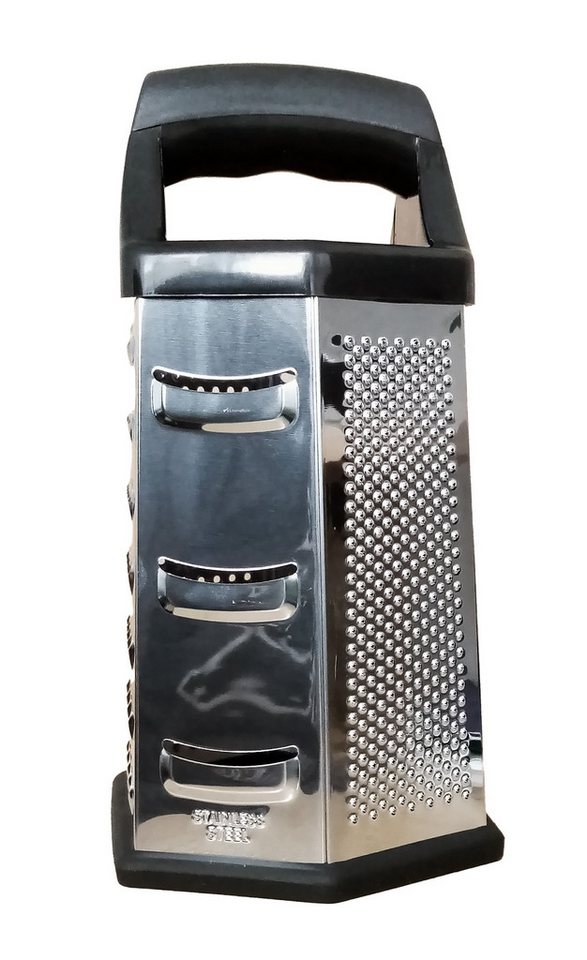 Reinex Multireibe SECHSKANTREIBE 23cm Edelstahl Griff Gemüsereibe 38 (Schwarz), Multireibe Turmreibe Gemüsehobel Käsereibe Küchenreibe Reibe Bild 3