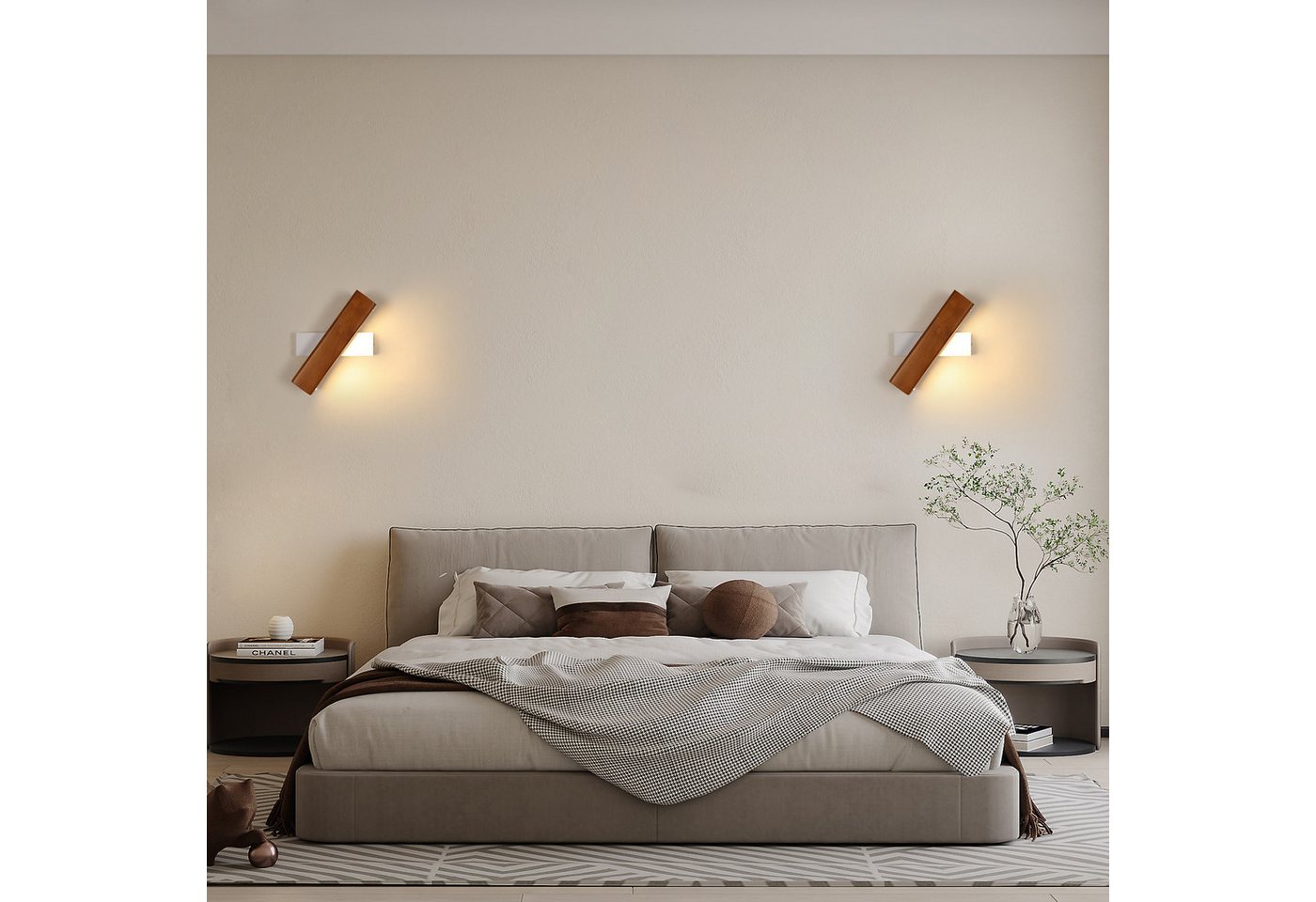 Riserva Wandleuchte Moderne LED Wandleuchte Holz 21cm 4W Warmweiß 3000K 220V, LED wechselbar