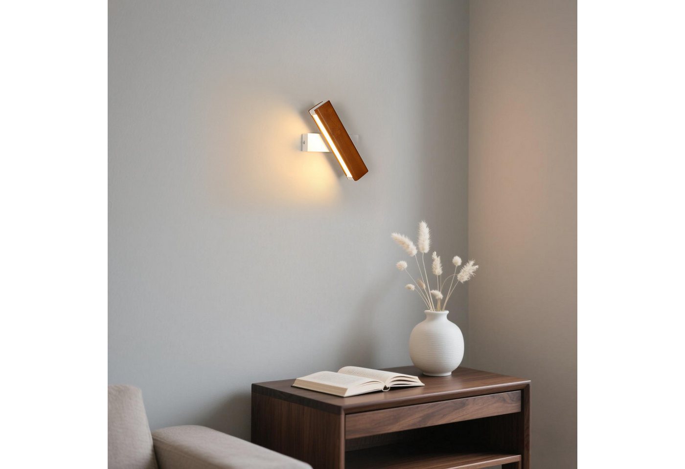 Riserva Wandleuchte Moderne LED Wandleuchte Holz 21cm 4W Warmweiß 3000K 220V, LED wechselbar Bild 2
