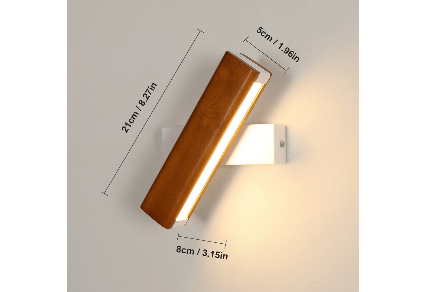 Riserva Wandleuchte Moderne LED Wandleuchte Holz 21cm 4W Warmweiß 3000K 220V, LED wechselbar Bild 3