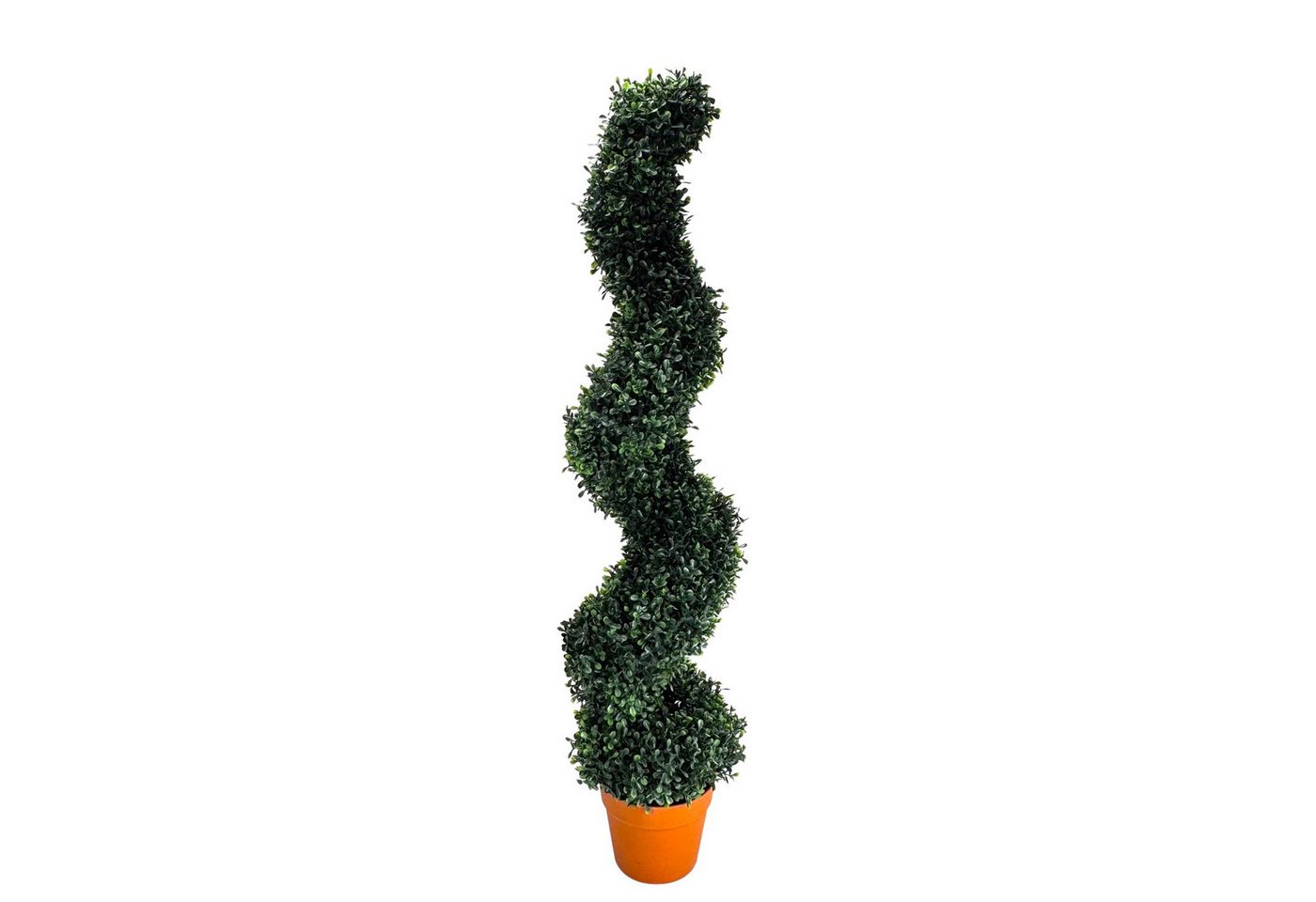 Kunstpflanze für den Außenbereich geeignet - moderne Spiralform - künstlicher Buchsbaum, Online-Fuchs, ca. 103 cm hoch - Outdoor geeignet