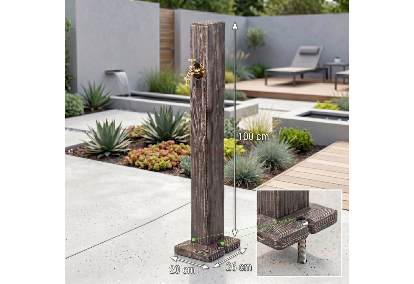 YourCasa Gartenbrunnen Forest Wassersäule Garten Holzoptik, Made in Europe, Holzoptik, Bodenplatte Bild 5