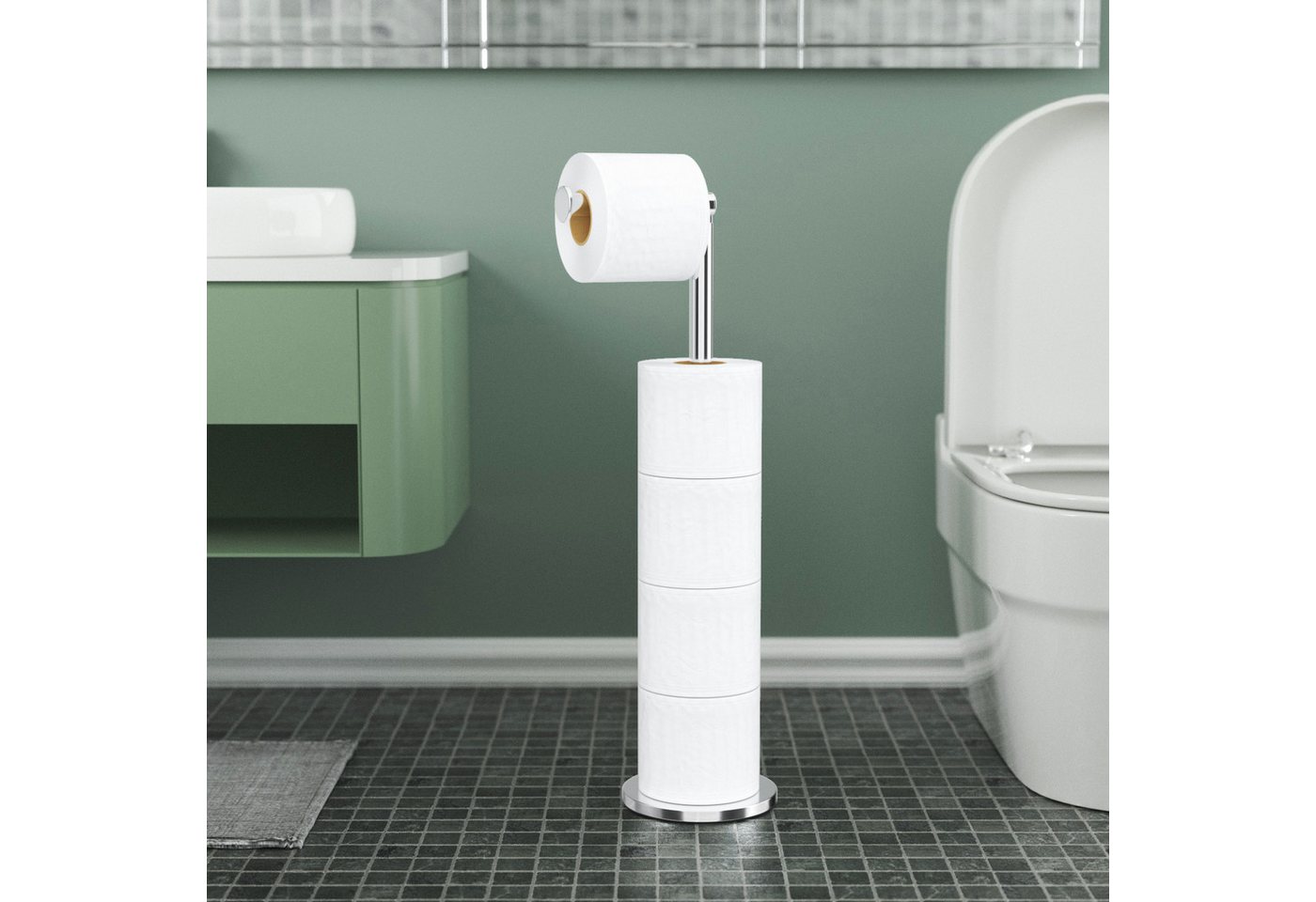 niffgaff Toilettenpapierhalter Stehender Klopapierhalter aus Edelstahl (1-St), für 5 Rollen, wasserdicht ohne Bohren mit Aufbewahrung Bild 4