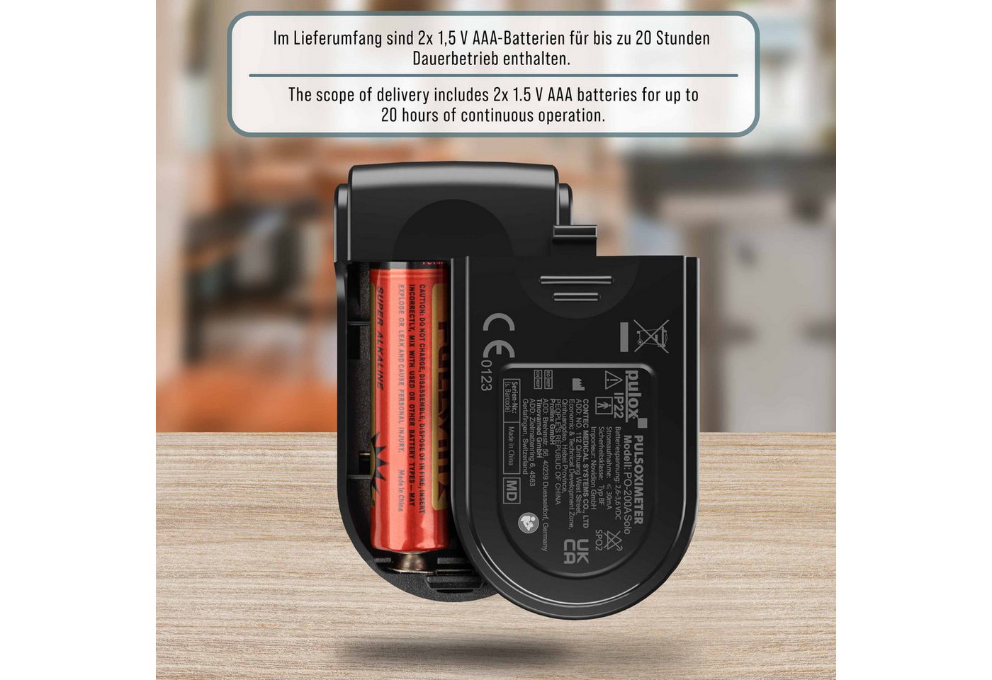 pulox Pulsoximeter PO-200A Solo mit Alarm und Pulston