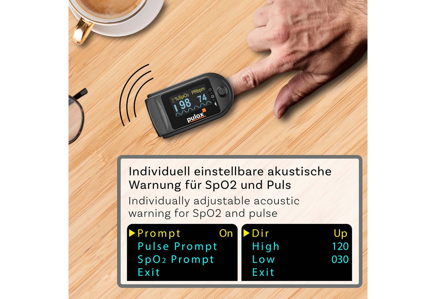 pulox Pulsoximeter PO-200A Solo mit Alarm und Pulston Bild 4