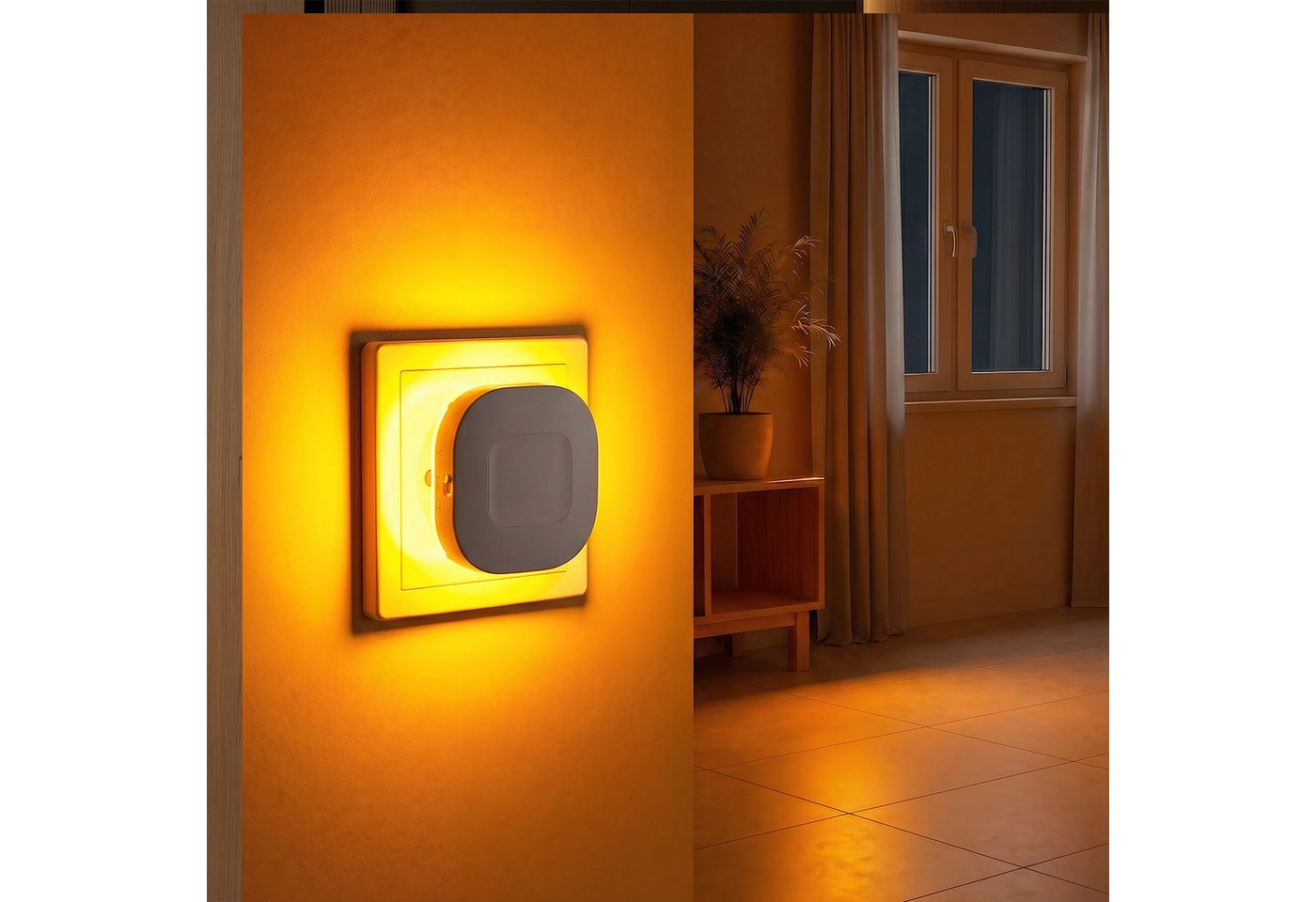 oyajia LED Nachtlicht 2xLED Nachtlicht mit Bewegungsmelder, Helligkeit stufenlos regulierbar, LED fest integriert, Nachtlicht Steckdose für Kinderzimmer, Treppenhaus, Schlafzimmer,Küche