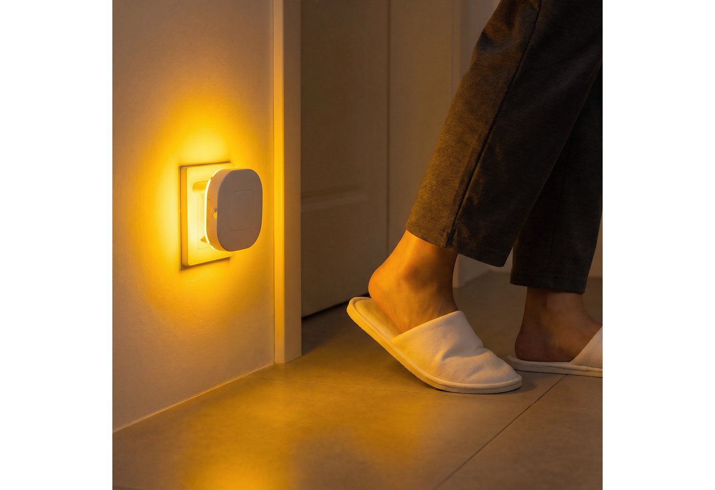 oyajia LED Nachtlicht 2xLED Nachtlicht mit Bewegungsmelder, Helligkeit stufenlos regulierbar, LED fest integriert, Nachtlicht Steckdose für Kinderzimmer, Treppenhaus, Schlafzimmer,Küche Bild 3