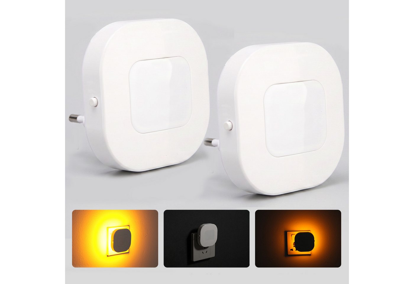 oyajia LED Nachtlicht 2xLED Nachtlicht mit Bewegungsmelder, Helligkeit stufenlos regulierbar, LED fest integriert, Nachtlicht Steckdose für Kinderzimmer, Treppenhaus, Schlafzimmer,Küche Bild 4
