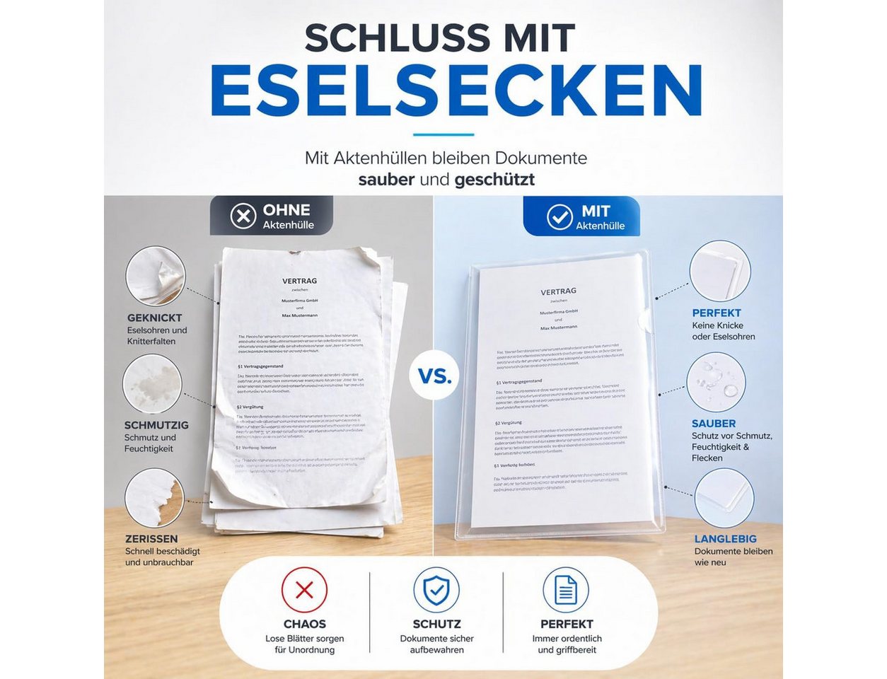 TK Gruppe Prospekthülle 50x Aktenhüllen A4 transparent – Seitlich offene Klarsichthüllen Bild 2